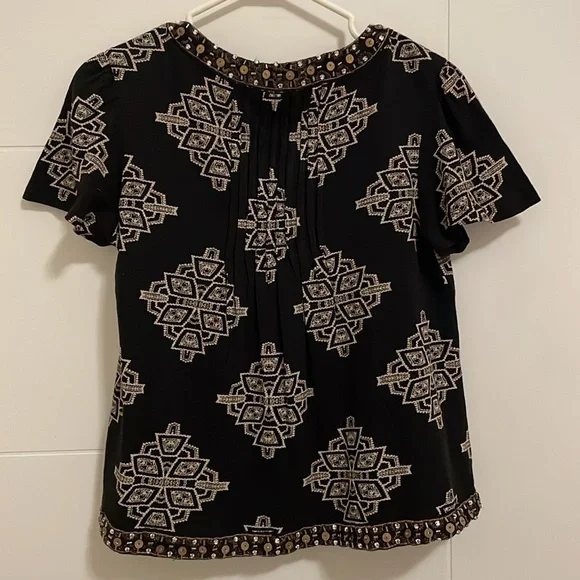 Akemi + Kin (Anthro) Romy Block Print Beaded Top - Picture 3 of 8